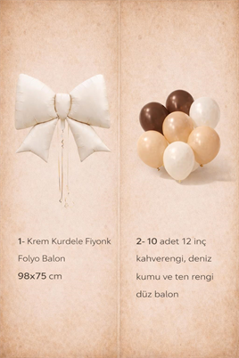 Krem Fiyonk Folyo Balon Seti – Kahverengi & Nude Lateks Balonlu