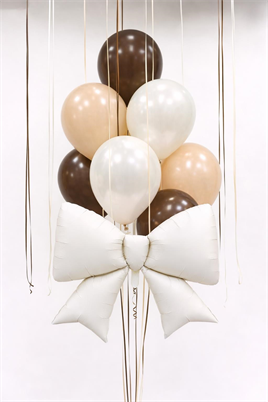 Krem Fiyonk Folyo Balon Seti – Kahverengi & Nude Lateks Balonlu