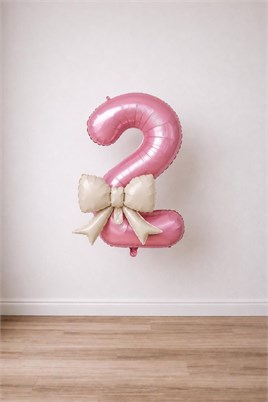 Krem Fiyonk & Pembe 2 Rakam Folyo Balon Seti