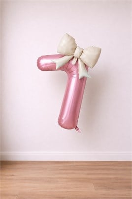 Krem Fiyonk & Pembe 7 Rakam Folyo Balon Seti