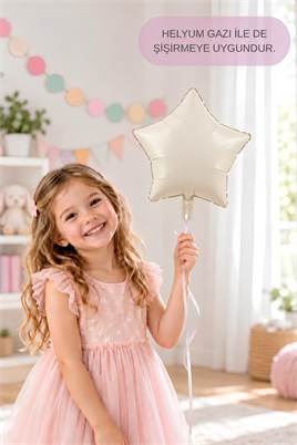 Krem Yıldız Folyo Balon 45 cm - Bebek Çocuk Parti Kutlama