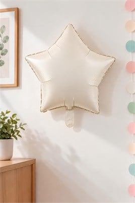 Krem Yıldız Folyo Balon 45 cm - Bebek Çocuk Parti Kutlama