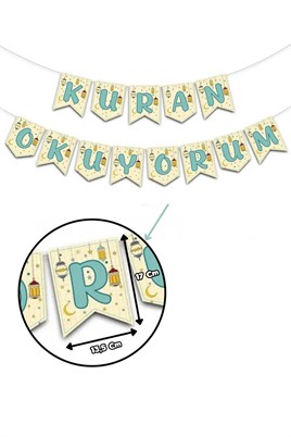 Kuran Okuyorum Yazısı Kurana Geçtim Partisi Süslemesi Dini İslami Banner 200x17 Cm