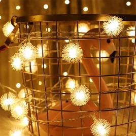 Led Işıklı Ponpon Kar Tanesi Dizeleri 28li 4,5 metre