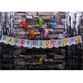 Makaron Zemin Happy Birthday Gold Banner