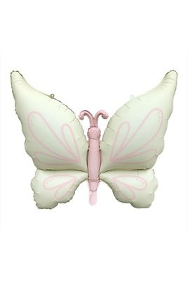 Mat Pastel Krem Kelebek Folyo Balon Büyük Boy