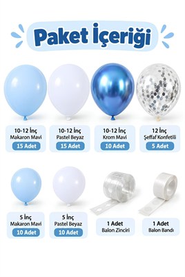 Mavi Beyaz Balon Zincir Set