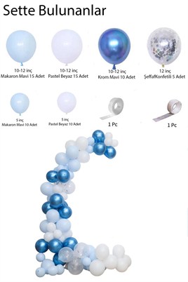 Mavi Beyaz Balon Zincir Set