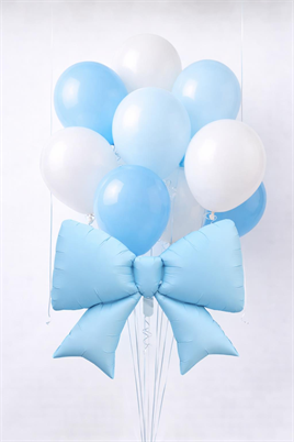 Mavi Fiyonk Folyo Balon Seti – Mavi & Beyaz Lateks Balonlu