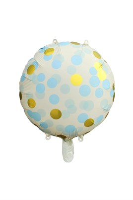 Mavi Gold Puantiyeli Yuvarlak Balon 45 Cm