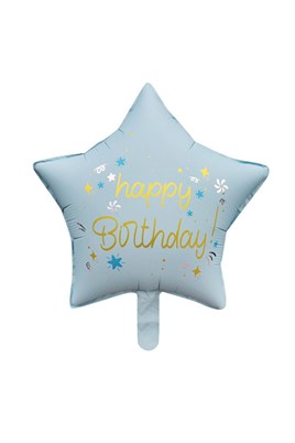 Mavi Happy Birthday Yıldız Folyo Balon 45 cm 