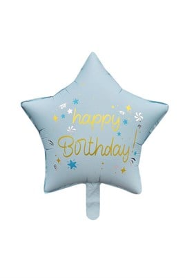 Mavi Happy Birthday Yıldız Folyo Balon 45 cm 