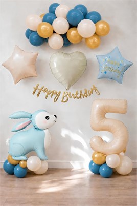 Mavi Tavşan Temalı 5 Yaş Doğum Günü Balon Seti