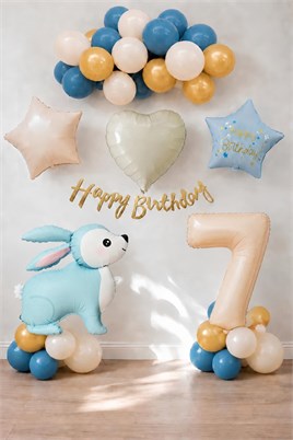 Mavi Tavşan Temalı 7 Yaş Doğum Günü Balon Seti
