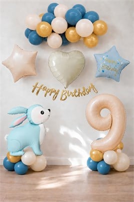 Mavi Tavşan Temalı 9 Yaş Doğum Günü Balon Seti