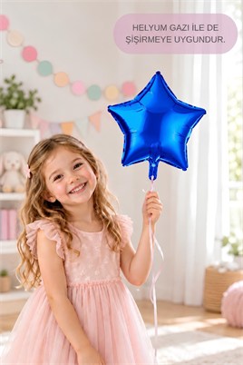 Mavi Yıldız Folyo Balon 45 cm - Bebek Çocuk Parti Kutlama