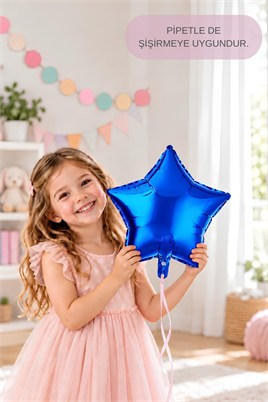 Mavi Yıldız Folyo Balon 45 cm - Bebek Çocuk Parti Kutlama