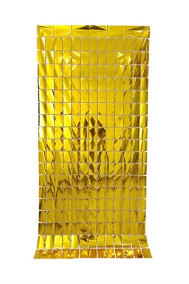 Metalize Arka Fon Gold Pötikare Kapı Perdesi 100x200 cm