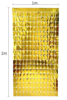 Metalize Arka Fon Gold Pötikare Kapı Perdesi 100x200 cm