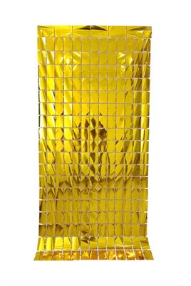 Metalize Arka Fon Gold Pötikare Kapı Perdesi 100x200 cm