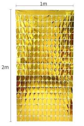 Metalize Arka Fon Gold Pötikare Kapı Perdesi 100x200 cm
