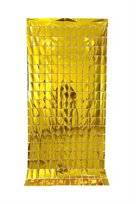 Metalize Arka Fon Gold Pötikare Kapı Perdesi 100x200 cm