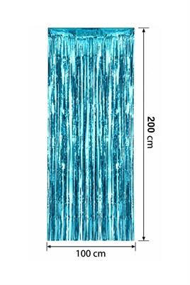 Metalize Arka Fon Kapı Perdesi Açık Mavi 100x200 cm