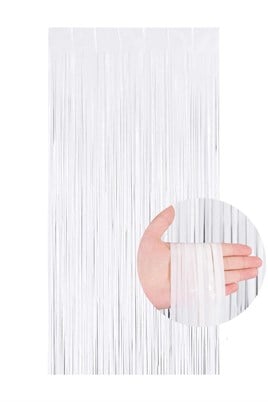 Metalize Arka Fon Kapı Perdesi Beyaz 100x200 cm