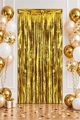 Metalize Arka Fon Kapı Perdesi Gold 100x200 cm