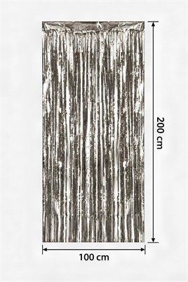 Metalize Arka Fon Kapı Perdesi Gümüş 100x200 cm