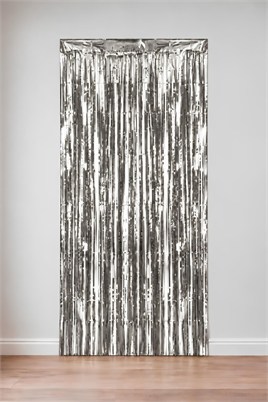Metalize Arka Fon Kapı Perdesi Gümüş 100x200 cm
