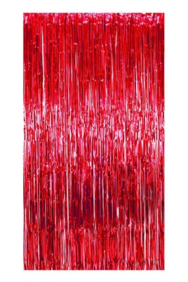 Metalize Arka Fon Kapı Perdesi Kırmızı 100x200 cm