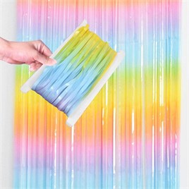 Metalize Arka Fon Kapı Perdesi Makaron Gökkuşağı 100x200 cm