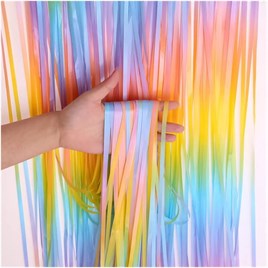 Metalize Arka Fon Kapı Perdesi Makaron Gökkuşağı 100x200 cm