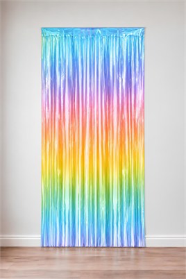 Metalize Arka Fon Kapı Perdesi Makaron Gökkuşağı 100x200 cm