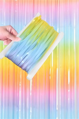 Metalize Arka Fon Kapı Perdesi Makaron Gökkuşağı 100x200 cm