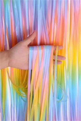 Metalize Arka Fon Kapı Perdesi Makaron Gökkuşağı 100x200 cm