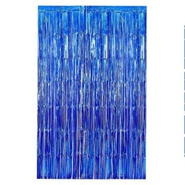 Metalize Arka Fon Kapı Perdesi Mavi 100x200 cm