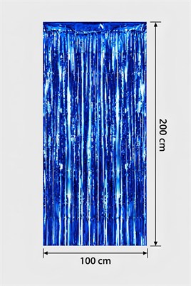 Metalize Arka Fon Kapı Perdesi Mavi 100x200 cm
