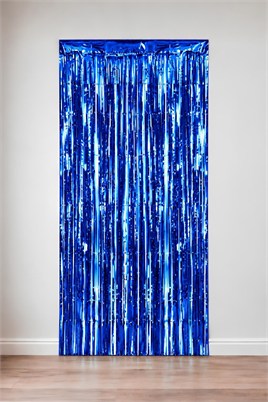 Metalize Arka Fon Kapı Perdesi Mavi 100x200 cm