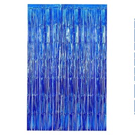 Metalize Arka Fon Kapı Perdesi Mavi 100x200 cm