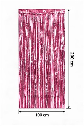 Metalize Arka Fon Kapı Perdesi Pembe 100x200 cm