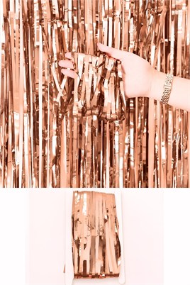 Metalize Arka Fon Kapı Perdesi Rose Gold 100x200 cm