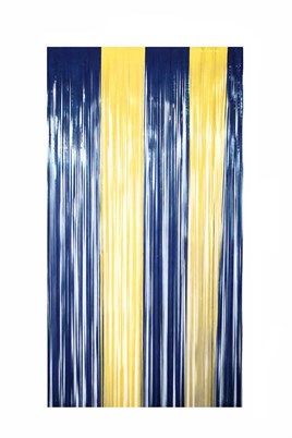 Metalize Arka Fon Kapı Perdesi Sarı Lacivert 100x200 cm