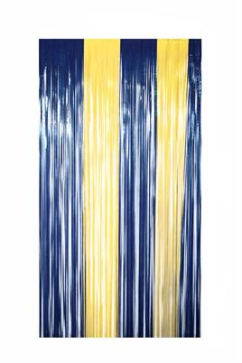 Metalize Arka Fon Kapı Perdesi Sarı Lacivert 100x200 cm
