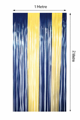 Metalize Arka Fon Kapı Perdesi Sarı Lacivert 100x200 cm