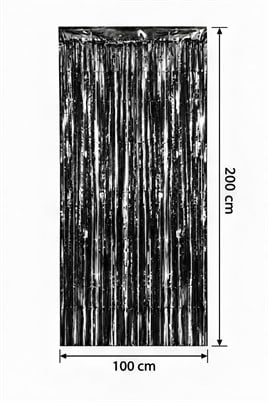Metalize Arka Fon Kapı Perdesi Siyah 100x200 cm
