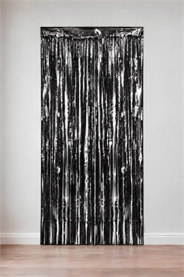 Metalize Arka Fon Kapı Perdesi Siyah 100x200 cm