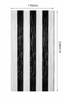 Metalize Arka Fon Kapı Perdesi Siyah Beyaz 100x200 cm
