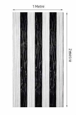 Metalize Arka Fon Kapı Perdesi Siyah Beyaz 100x200 cm